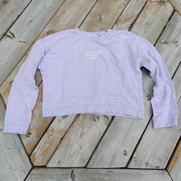 H&M x Ariana Grande Sweetner Lilac Sweatshirt Track list crop Small - Picture 1 of 5